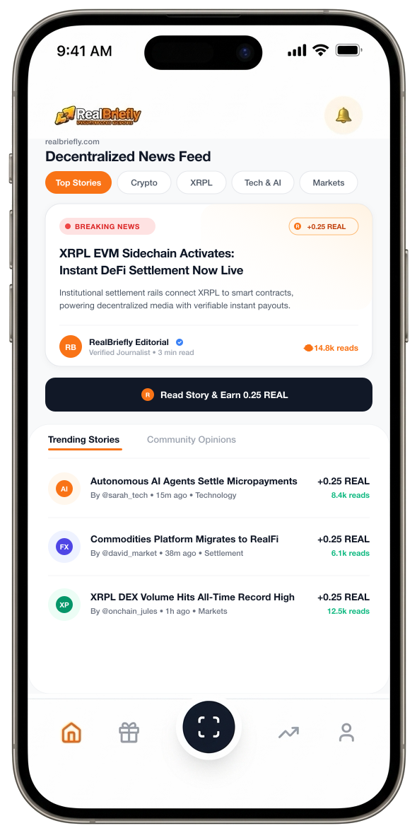 RealBriefly Mobile News App - Decentralized Media and Truth Voting