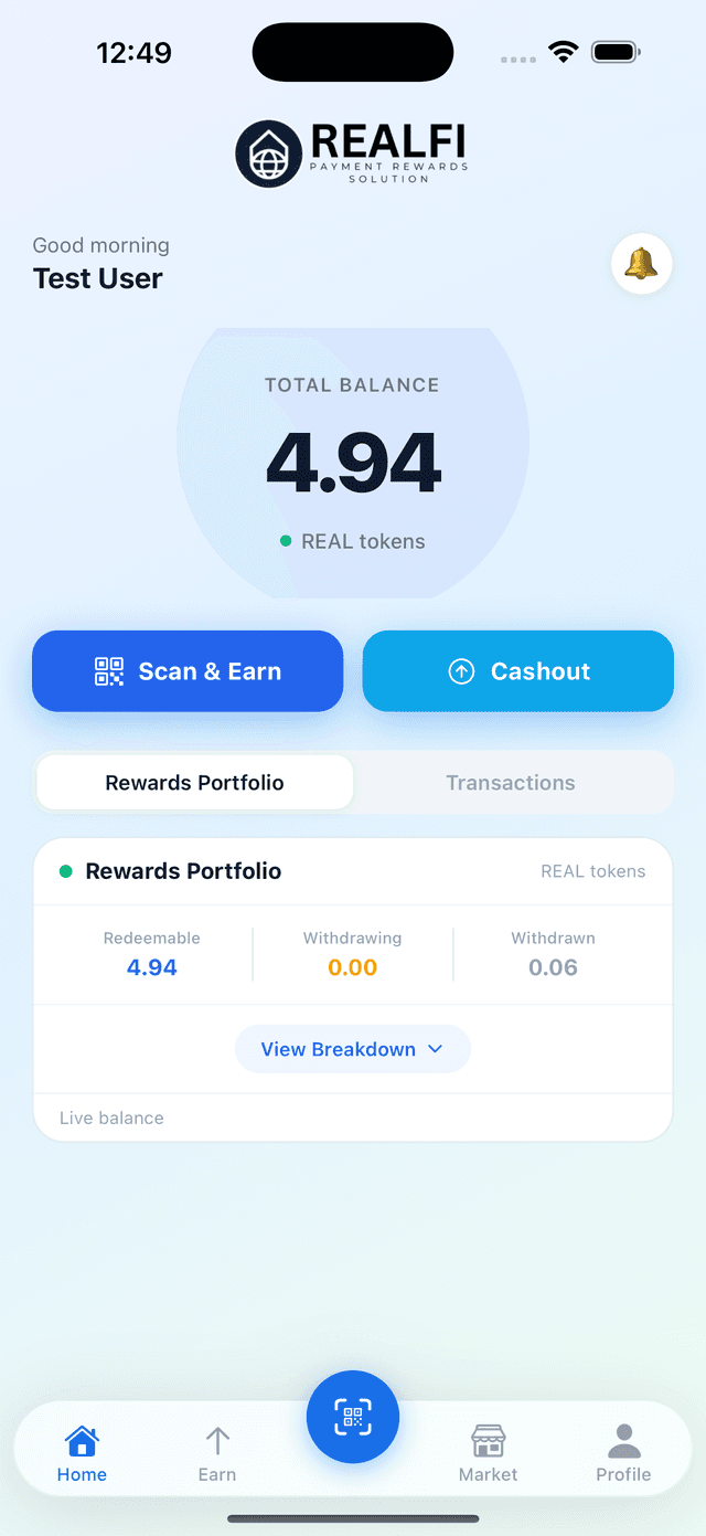 Real Briefly Payments mobile app - Earn REAL Tokens Real Briefly Payments mobile app
